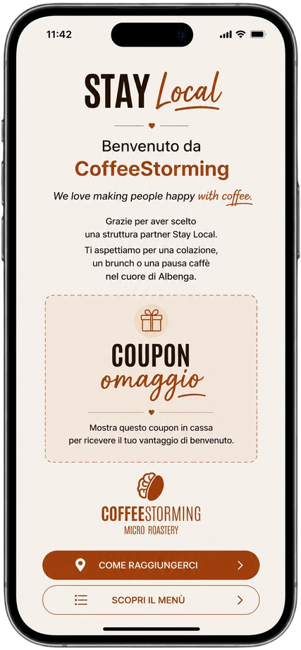 Il coupon di benvenuto sul telefono dell'ospite